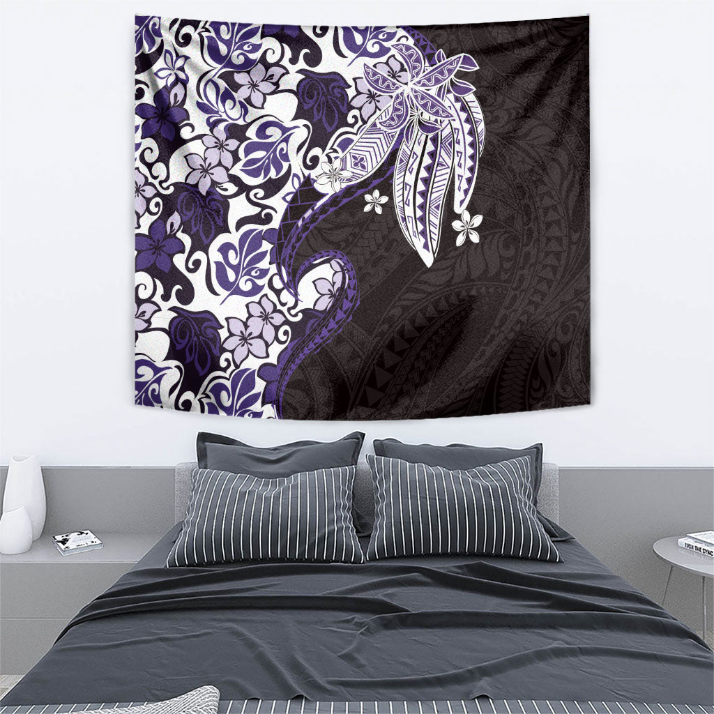 Monstera Plumeria Flowers Purple Tapestry Polynesian Pattern LT01 - Polynesian Pride