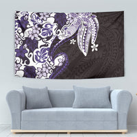Monstera Plumeria Flowers Purple Tapestry Polynesian Pattern LT01 - Polynesian Pride