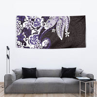 Monstera Plumeria Flowers Purple Tapestry Polynesian Pattern LT01 - Polynesian Pride