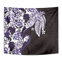Monstera Plumeria Flowers Purple Tapestry Polynesian Pattern LT01 - Polynesian Pride