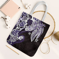 Monstera Plumeria Flowers Purple Tote Bag Polynesian Pattern
