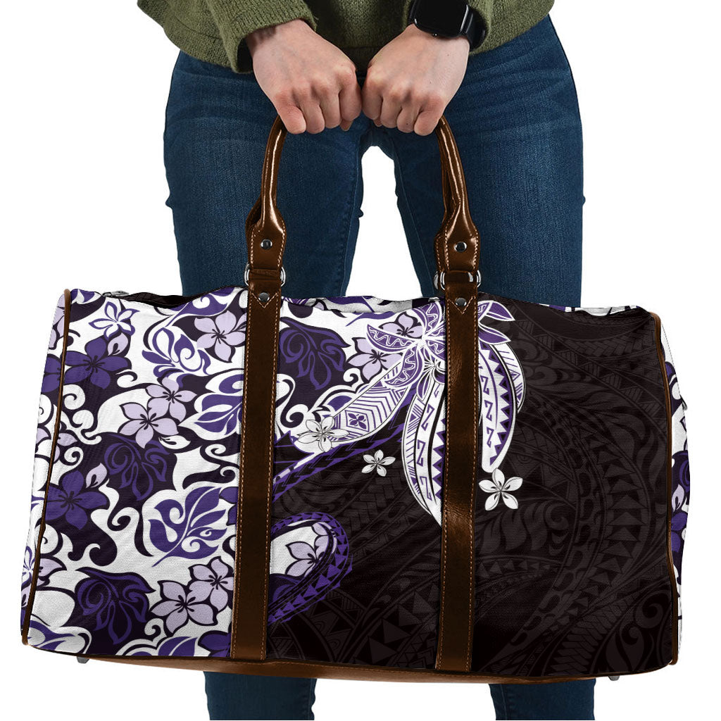 Monstera Plumeria Flowers Purple Travel Bag Polynesian Pattern LT01 Purple - Polynesian Pride