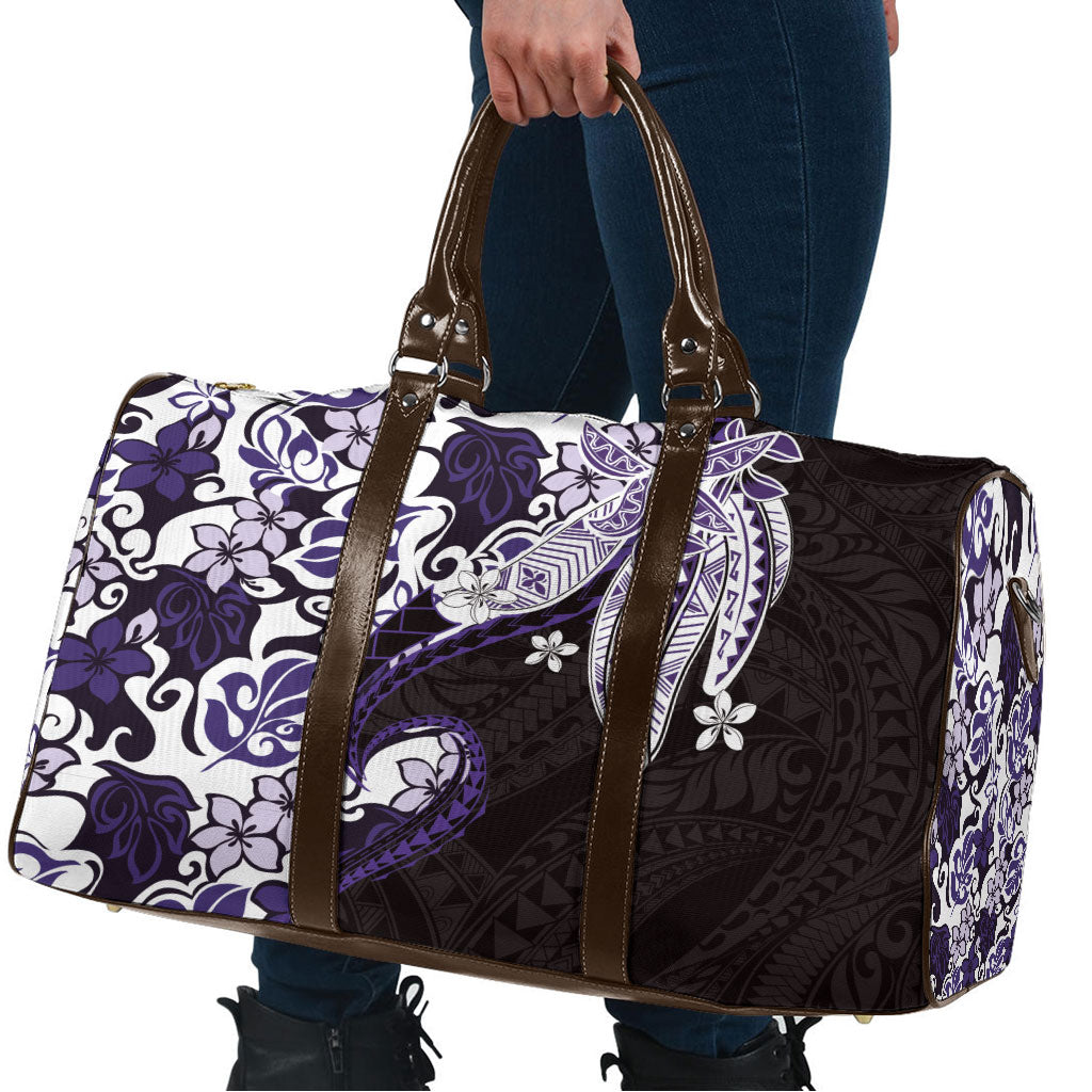 Monstera Plumeria Flowers Purple Travel Bag Polynesian Pattern LT01 - Polynesian Pride
