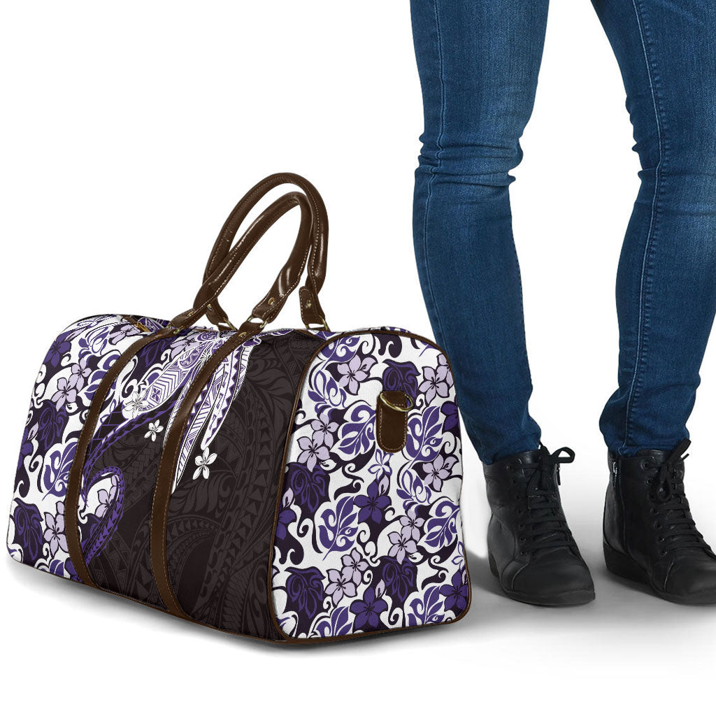 Monstera Plumeria Flowers Purple Travel Bag Polynesian Pattern LT01 - Polynesian Pride