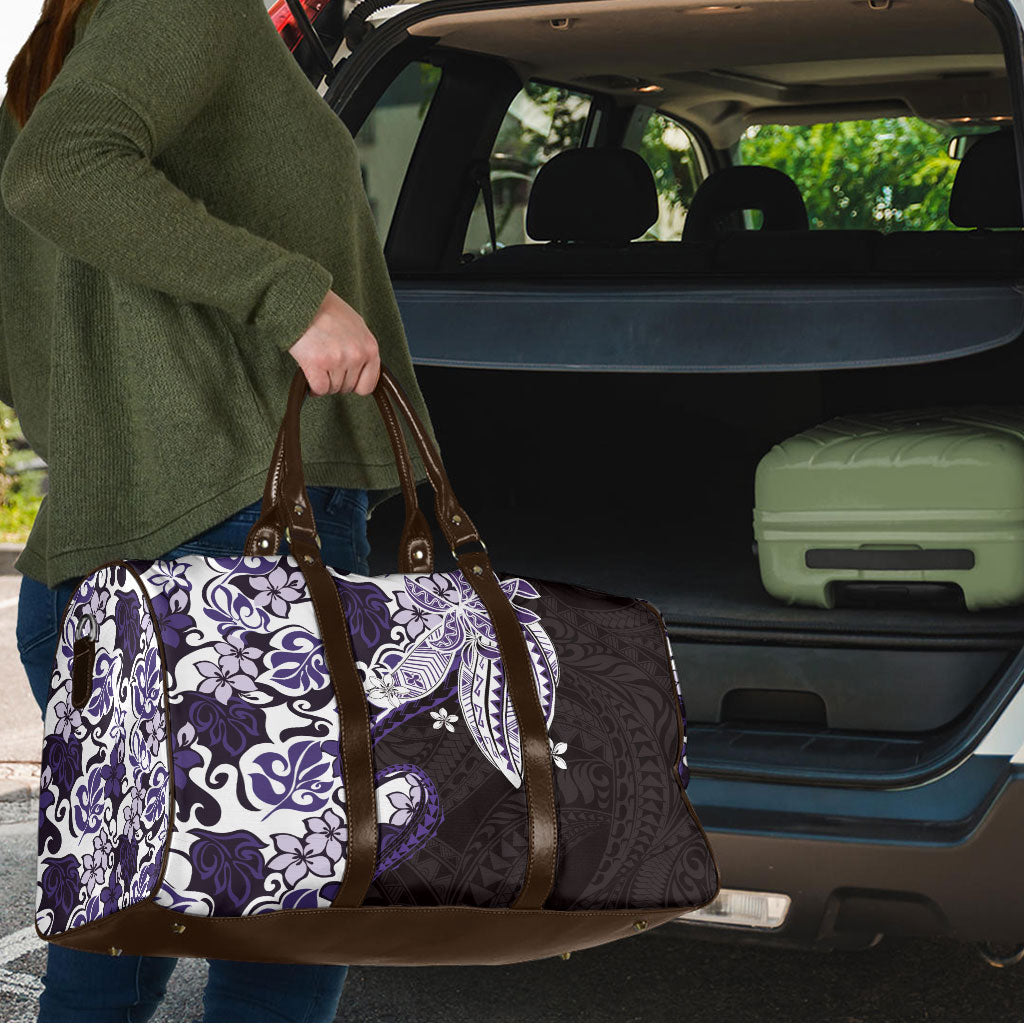 Monstera Plumeria Flowers Purple Travel Bag Polynesian Pattern LT01 - Polynesian Pride