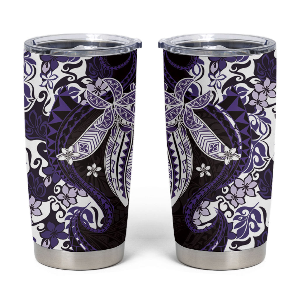 Monstera Plumeria Flowers Purple Tumbler Cup Polynesian Pattern LT01 Purple - Polynesian Pride