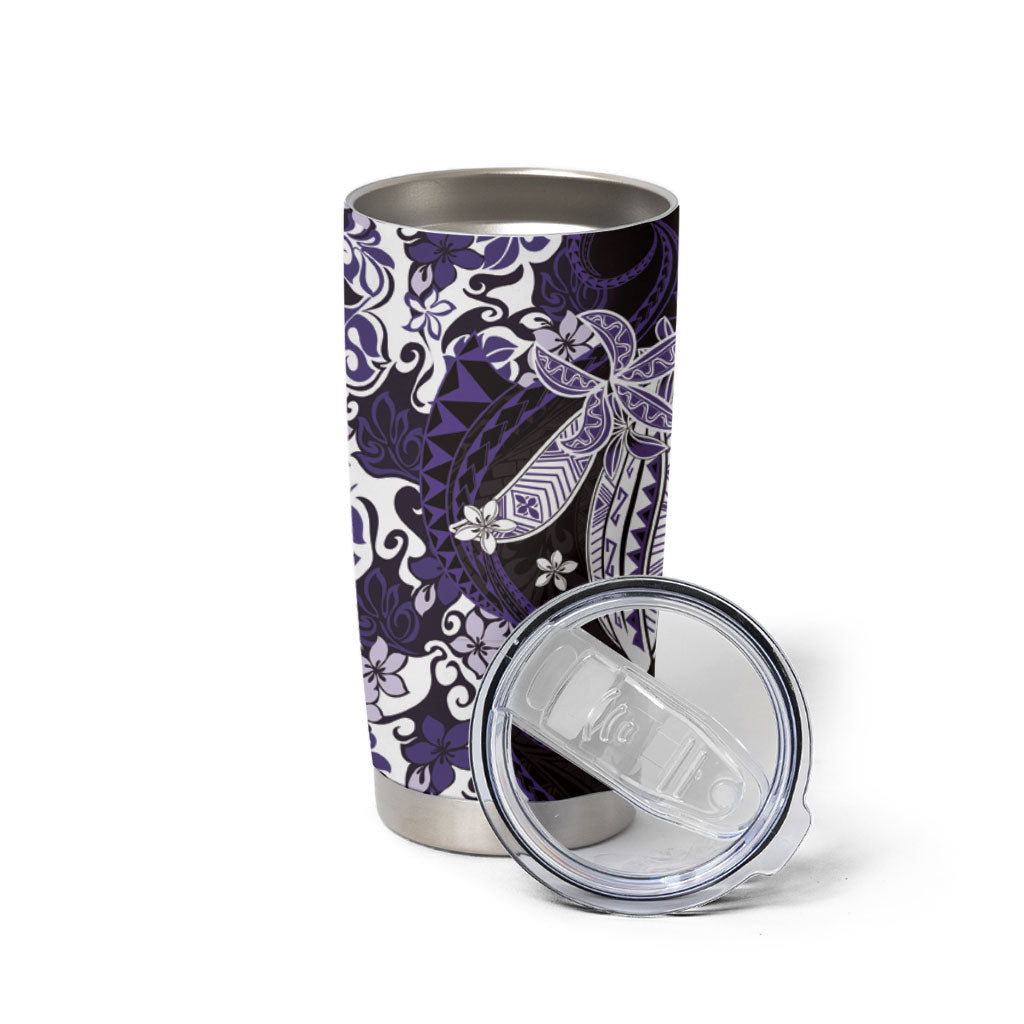 Monstera Plumeria Flowers Purple Tumbler Cup Polynesian Pattern LT01 - Polynesian Pride