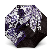 Monstera Plumeria Flowers Purple Umbrella Polynesian Pattern LT01 One Size Folded 11.42 inch Opened Diameter 37.4 inch Purple - Polynesian Pride