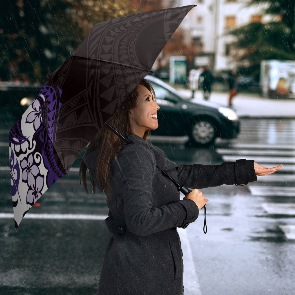Monstera Plumeria Flowers Purple Umbrella Polynesian Pattern LT01 - Polynesian Pride