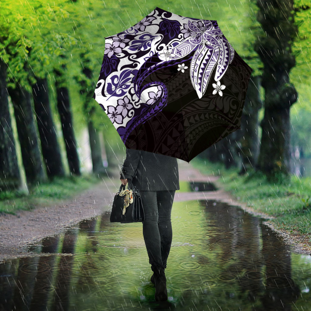 Monstera Plumeria Flowers Purple Umbrella Polynesian Pattern LT01 - Polynesian Pride