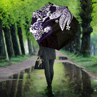 Monstera Plumeria Flowers Purple Umbrella Polynesian Pattern LT01 - Polynesian Pride