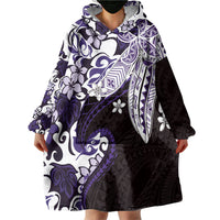 Monstera Plumeria Flowers Purple Wearable Blanket Hoodie Polynesian Pattern LT01 - Polynesian Pride