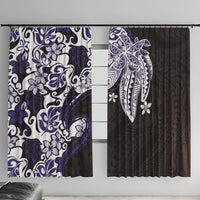 Monstera Plumeria Flowers Purple Window Curtain Polynesian Pattern LT01 With Hooks Purple - Polynesian Pride