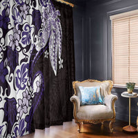 Monstera Plumeria Flowers Purple Window Curtain Polynesian Pattern LT01 - Polynesian Pride