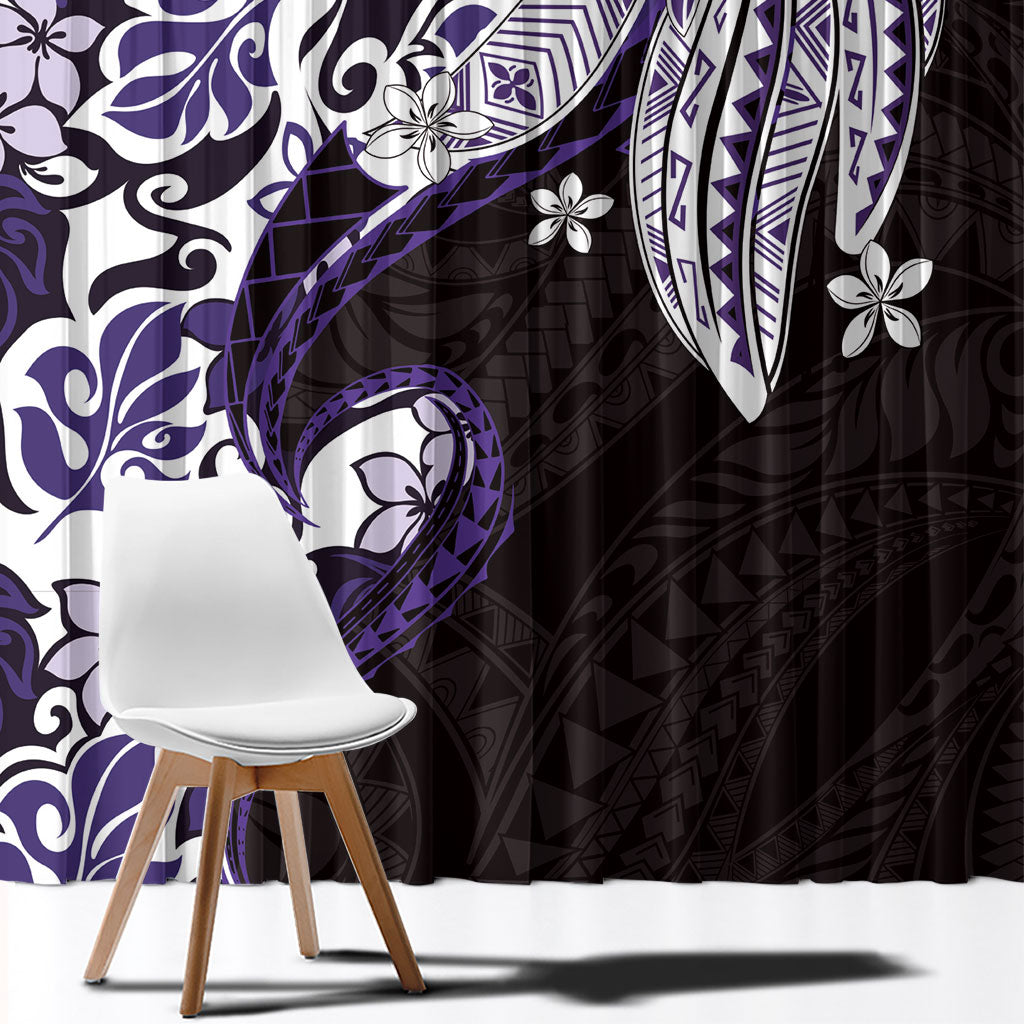 Monstera Plumeria Flowers Purple Window Curtain Polynesian Pattern LT01 - Polynesian Pride