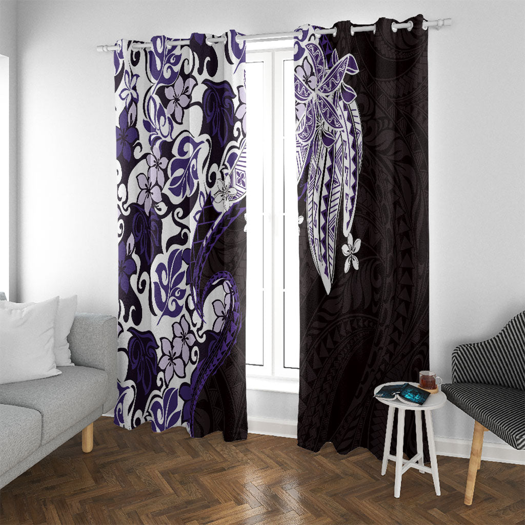 Monstera Plumeria Flowers Purple Window Curtain Polynesian Pattern LT01 With Grommets Purple - Polynesian Pride