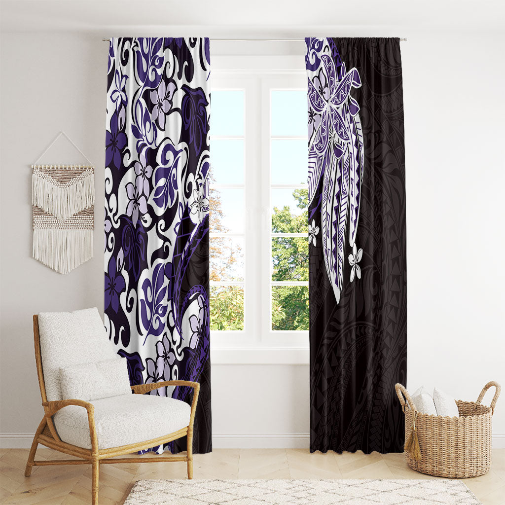 Monstera Plumeria Flowers Purple Window Curtain Polynesian Pattern LT01 - Polynesian Pride