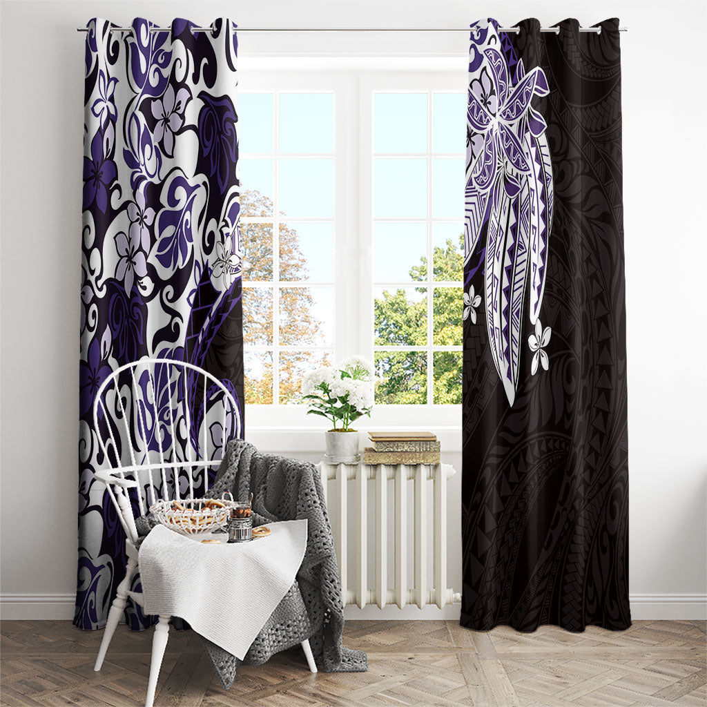 Monstera Plumeria Flowers Purple Window Curtain Polynesian Pattern LT01 - Polynesian Pride