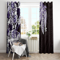 Monstera Plumeria Flowers Purple Window Curtain Polynesian Pattern LT01 - Polynesian Pride