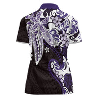 Monstera Plumeria Flowers Purple Women Polo Shirt Polynesian Pattern LT01 - Polynesian Pride