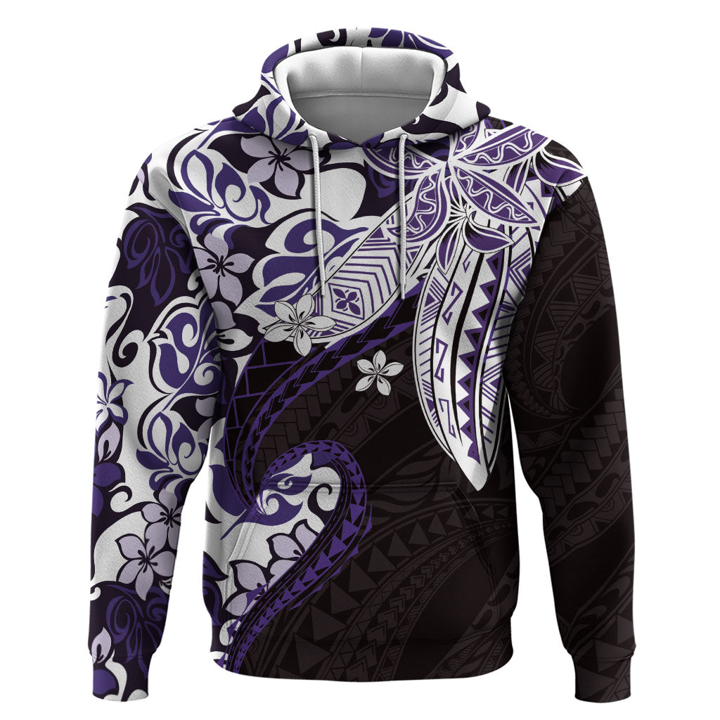 Monstera Plumeria Flowers Purple Zip Hoodie Polynesian Pattern LT01 Pullover Hoodie Purple - Polynesian Pride
