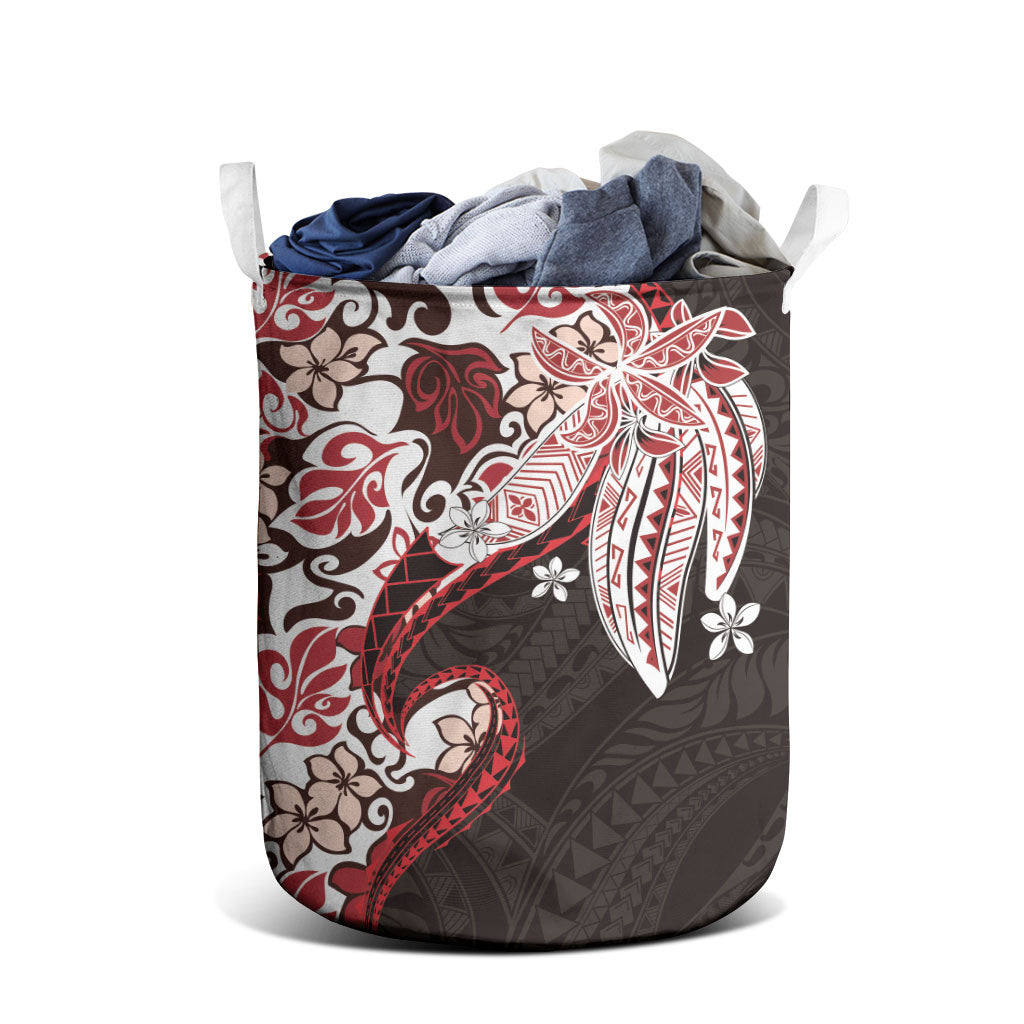 Monstera Plumeria Flowers Red Laundry Basket Polynesian Pattern LT01 - Polynesian Pride