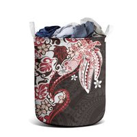 Monstera Plumeria Flowers Red Laundry Basket Polynesian Pattern LT01 - Polynesian Pride