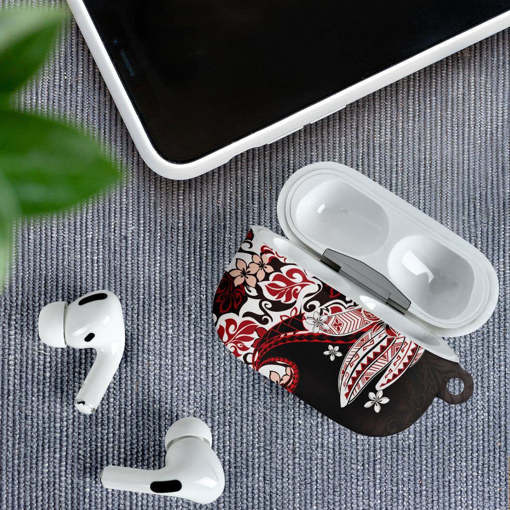 Monstera Plumeria Flowers Red AirPods Case Polynesian Pattern LT01 - Polynesian Pride