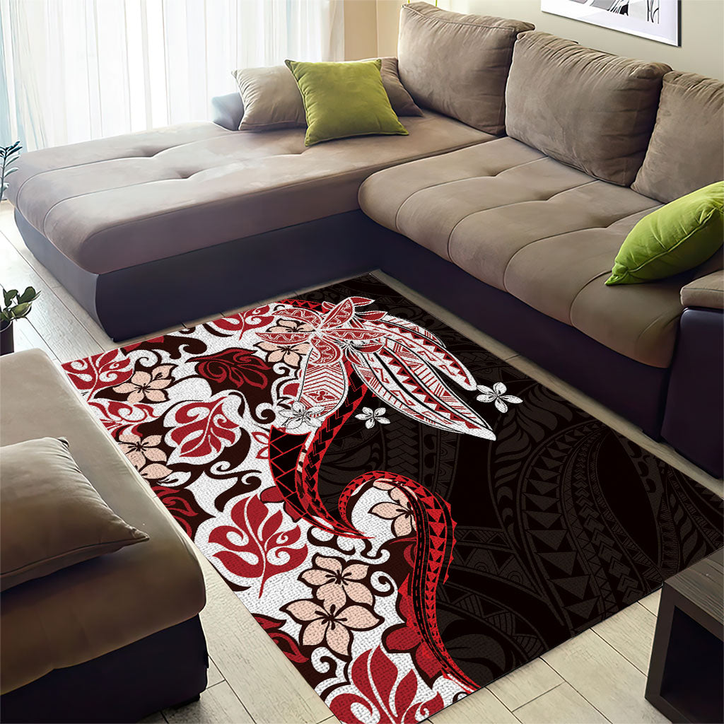 Monstera Plumeria Flowers Red Area Rug Polynesian Pattern LT01 - Polynesian Pride