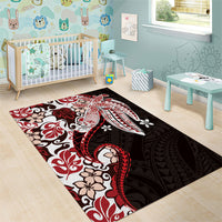 Monstera Plumeria Flowers Red Area Rug Polynesian Pattern LT01 - Polynesian Pride