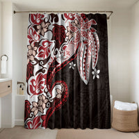 Monstera Plumeria Flowers Red Bathroom Set Polynesian Pattern LT01 Shower Curtain Only Red - Polynesian Pride