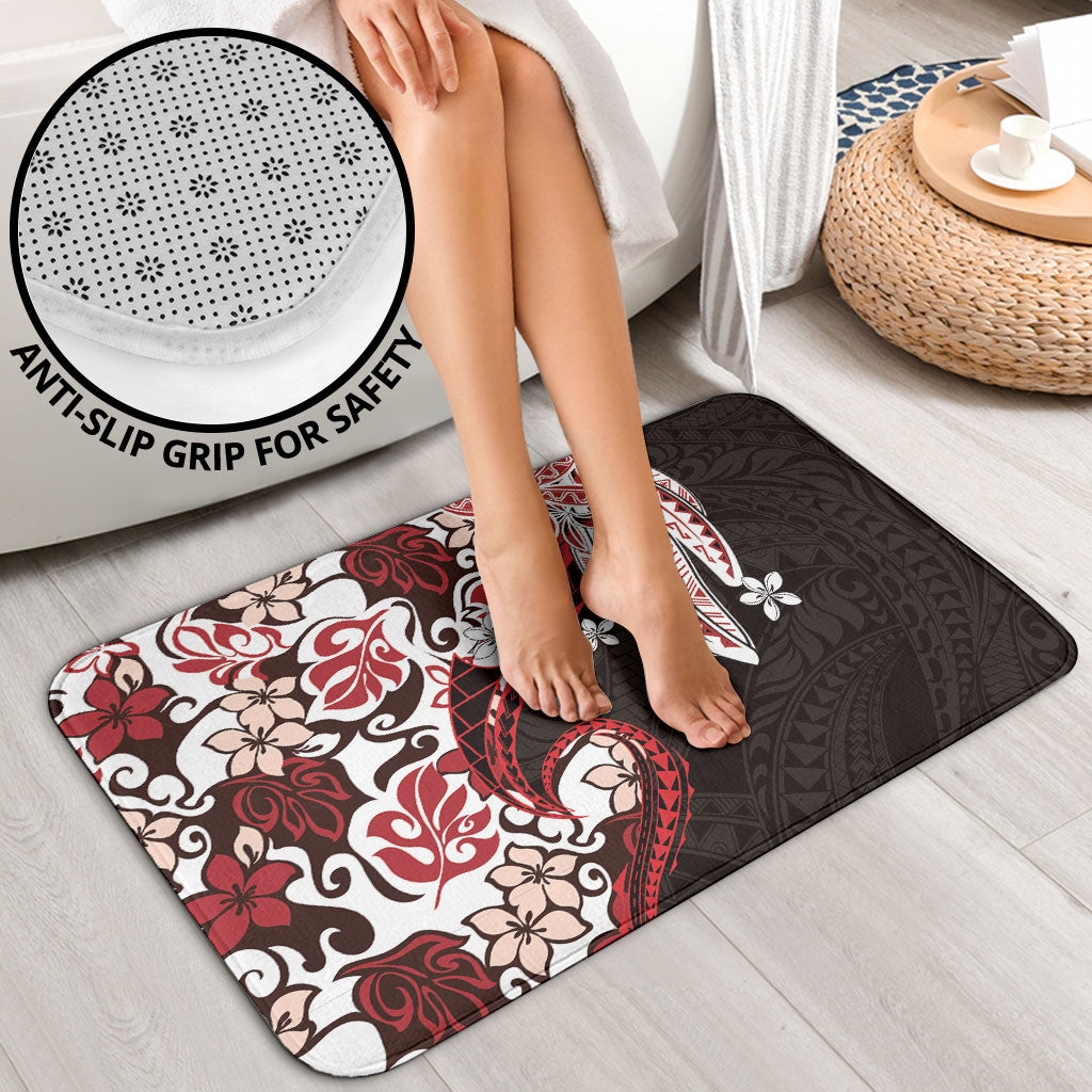 Monstera Plumeria Flowers Red Bathroom Set Polynesian Pattern LT01 - Polynesian Pride