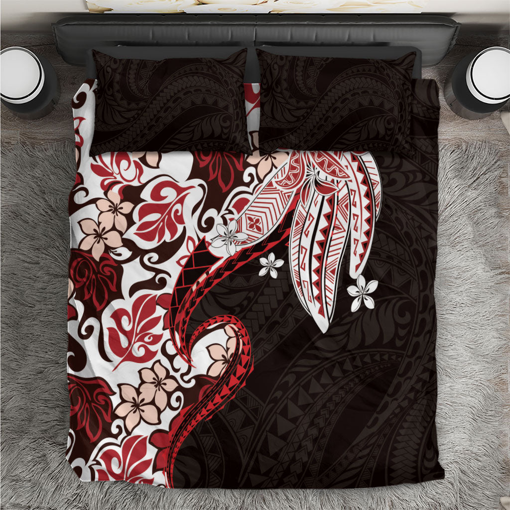 Monstera Plumeria Flowers Red Bedding Set Polynesian Pattern LT01 Red - Polynesian Pride