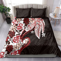 Monstera Plumeria Flowers Red Bedding Set Polynesian Pattern LT01 - Polynesian Pride