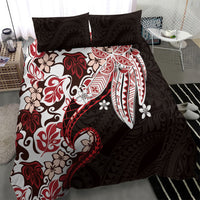 Monstera Plumeria Flowers Red Bedding Set Polynesian Pattern LT01 - Polynesian Pride
