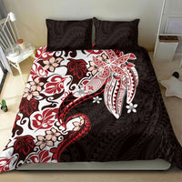 Monstera Plumeria Flowers Red Bedding Set Polynesian Pattern LT01 - Polynesian Pride