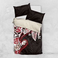 Monstera Plumeria Flowers Red Bedding Set Polynesian Pattern LT01 US Twin 172cm x 218cm Red - Polynesian Pride