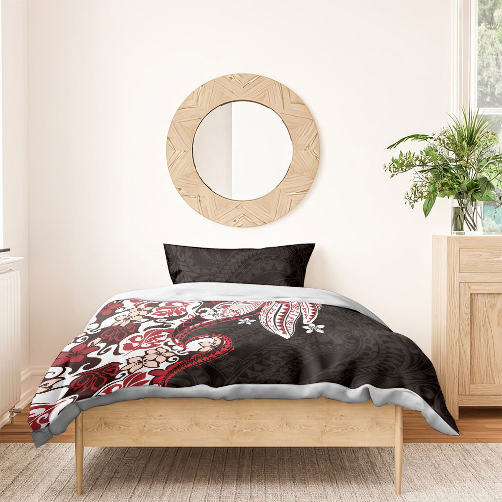 Monstera Plumeria Flowers Red Bedding Set Polynesian Pattern LT01 - Polynesian Pride