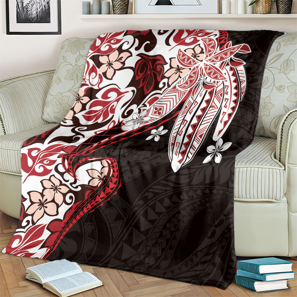 Monstera Plumeria Flowers Red Blanket Polynesian Pattern LT01 - Polynesian Pride