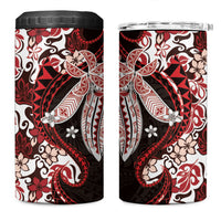 Monstera Plumeria Flowers Red 4 in 1 Can Cooler Tumbler Polynesian Pattern LT01 One Size: 16 oz Red - Polynesian Pride