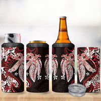 Monstera Plumeria Flowers Red 4 in 1 Can Cooler Tumbler Polynesian Pattern LT01 - Polynesian Pride