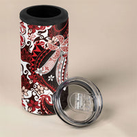 Monstera Plumeria Flowers Red 4 in 1 Can Cooler Tumbler Polynesian Pattern LT01 - Polynesian Pride