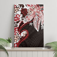 Monstera Plumeria Flowers Red Canvas Wall Art Polynesian Pattern LT01 - Polynesian Pride