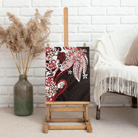 Monstera Plumeria Flowers Red Canvas Wall Art Polynesian Pattern LT01 - Polynesian Pride