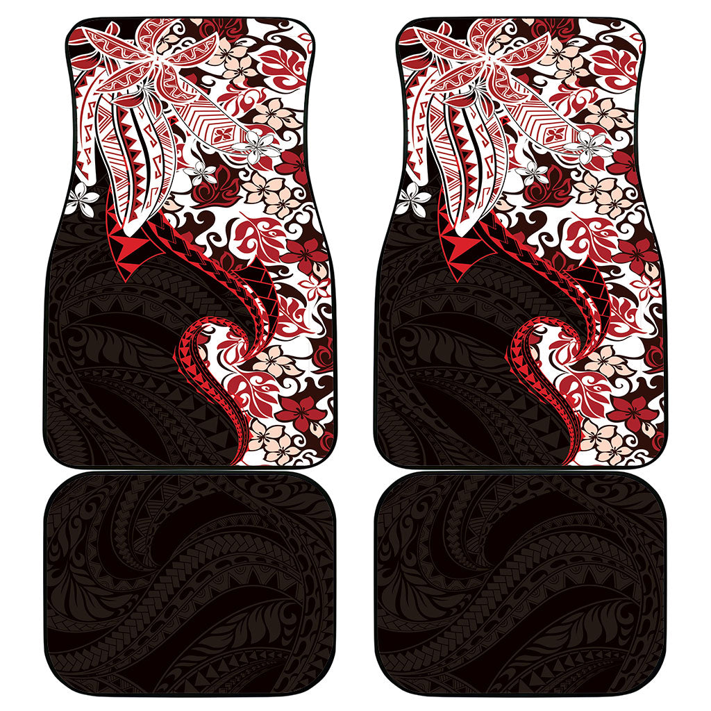 Monstera Plumeria Flowers Red Car Mats Polynesian Pattern LT01 - Polynesian Pride
