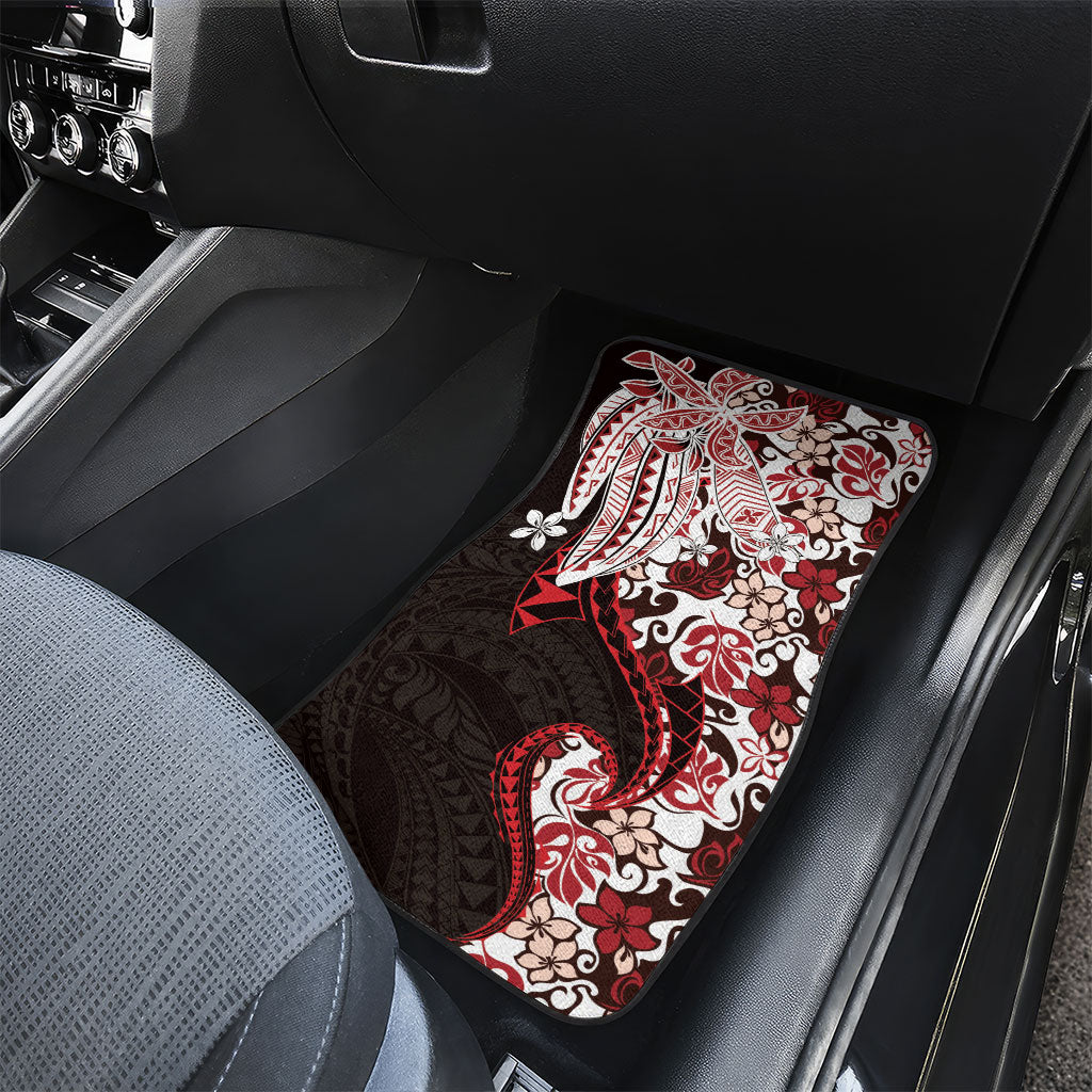 Monstera Plumeria Flowers Red Car Mats Polynesian Pattern LT01 - Polynesian Pride