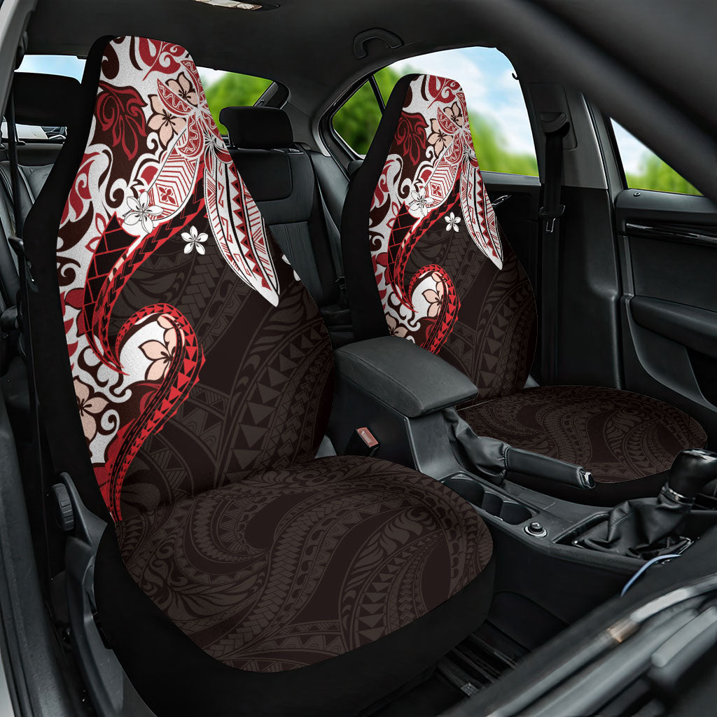 Monstera Plumeria Flowers Red Car Seat Cover Polynesian Pattern LT01 One Size Red - Polynesian Pride