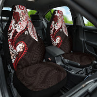 Monstera Plumeria Flowers Red Car Seat Cover Polynesian Pattern LT01 One Size Red - Polynesian Pride