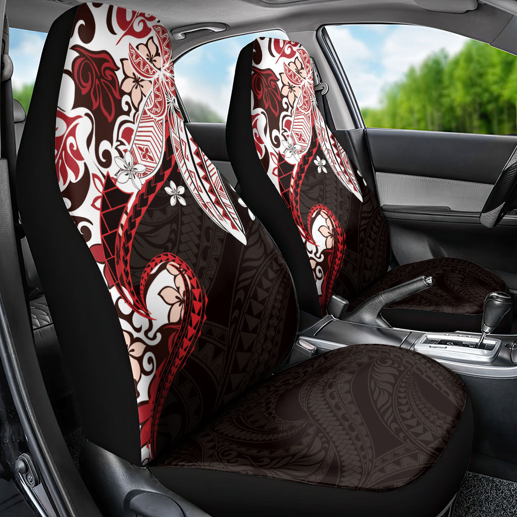 Monstera Plumeria Flowers Red Car Seat Cover Polynesian Pattern LT01 - Polynesian Pride