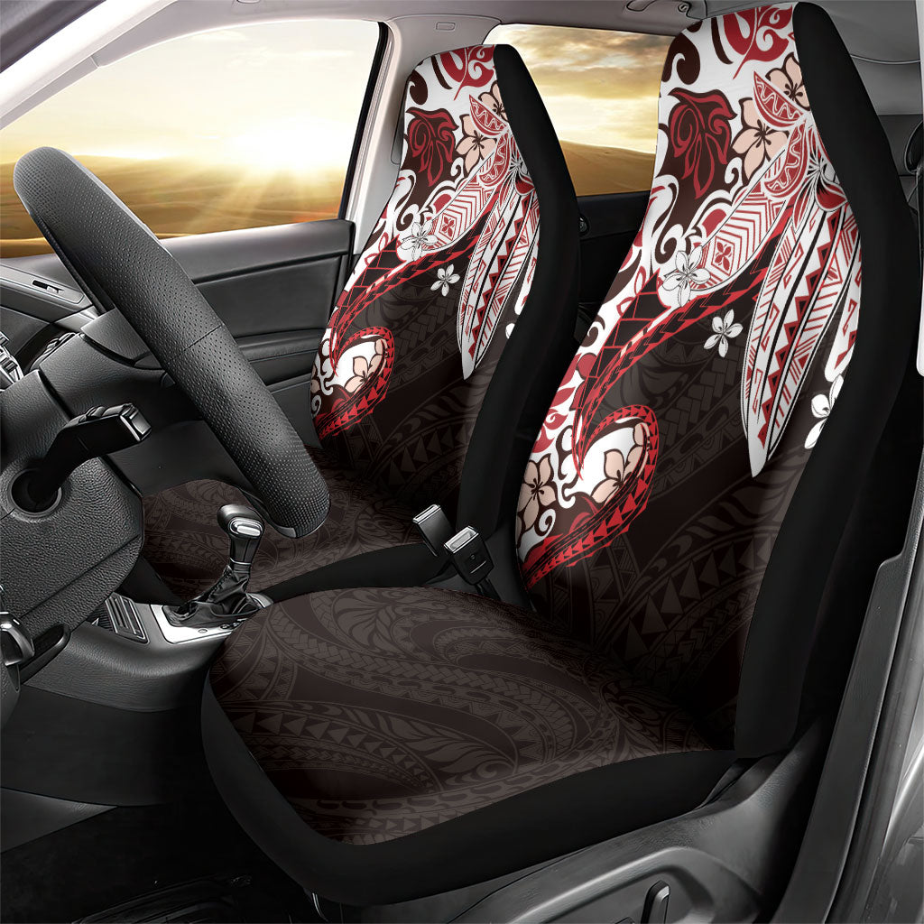 Monstera Plumeria Flowers Red Car Seat Cover Polynesian Pattern LT01 - Polynesian Pride